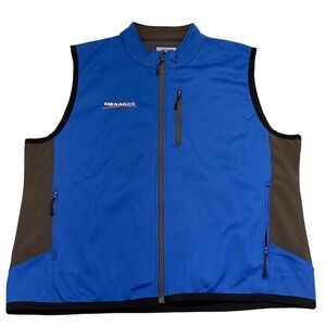 Menards Mens 2XL Softshell Vest Blue Grey Full Zip Embroidered Logo Workwear